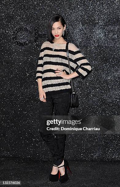 Actress Kiko Mizuhara attends the Chanel Haute Couture Fall/Winter 2011/2012 show as part of Paris Fashion Week at Grand Palais on July 5, 2011 in...