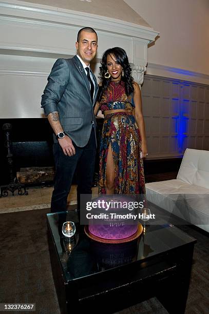 Jason Arasheben and Malaysia Pargo attend the 3 Beats launch party at the W Hotel Chicago on November 11, 2011 in Chicago, Illinois.