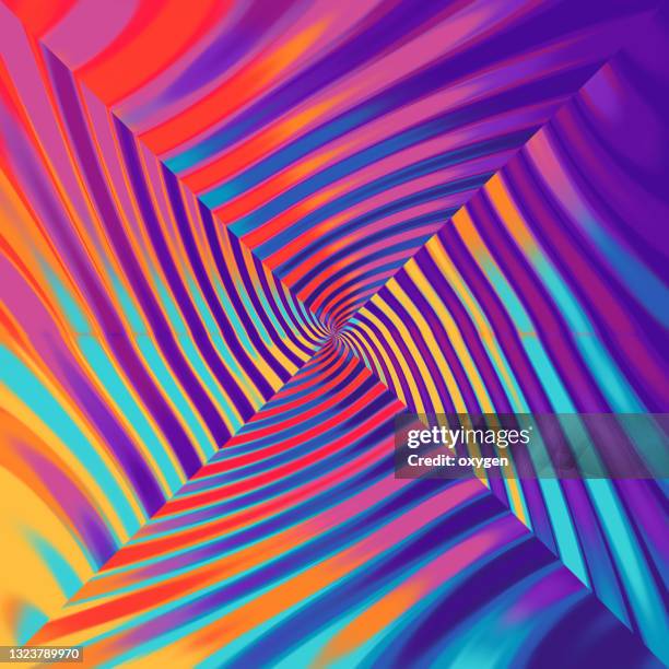 multicolored swirl spiral abstract motion striped blured background - trippy ストックフォトと画像