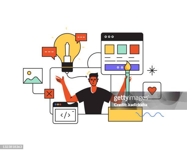 web design and development content modern flat style - software developer cutout stock illustrations