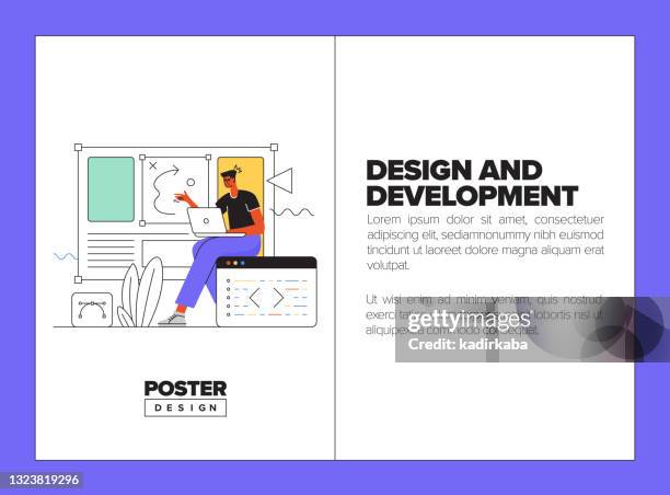design and development concept for posters, covers and banners - typewriter isolated stock illustrations