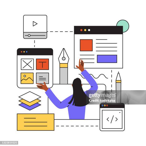 web design and development content modern flat style - software developer cutout stock illustrations