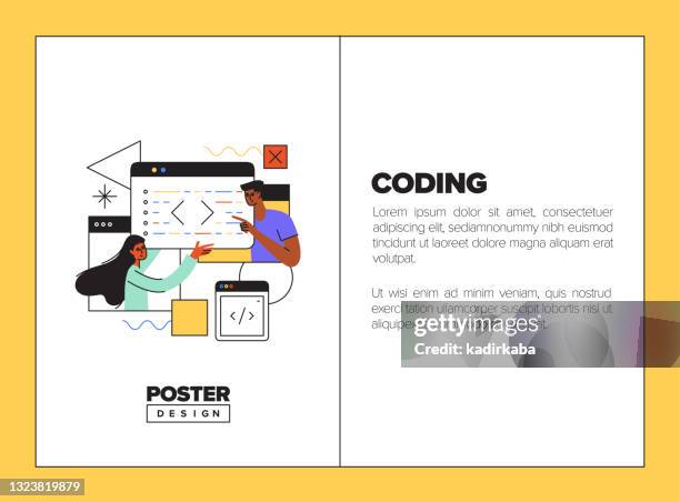 coding concept for posters, covers and banners - typewriter isolated stock illustrations