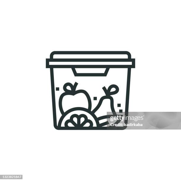 food storage container line icon - freezer icon stock-grafiken, -clipart, -cartoons und -symbole