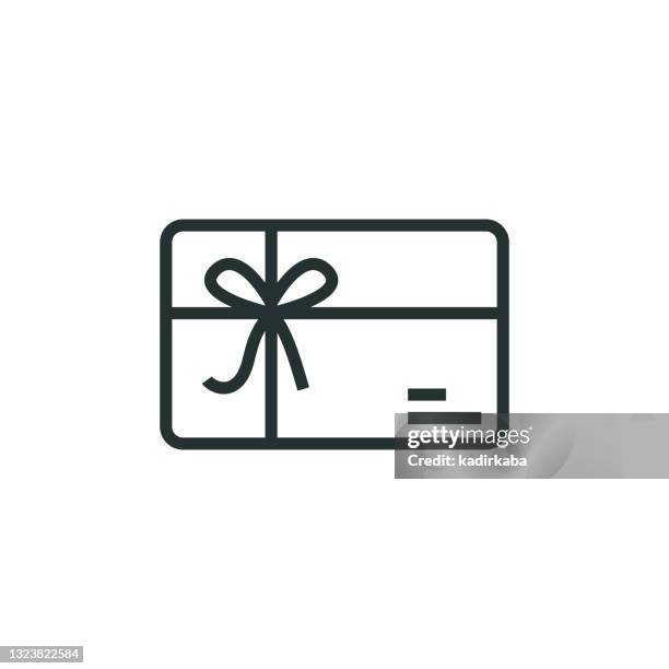 geschenk-karte linie-symbol - gift voucher stock-grafiken, -clipart, -cartoons und -symbole