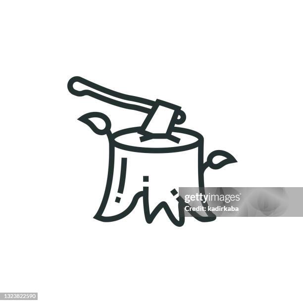 deforestation line icon - tsunami warning stock illustrations