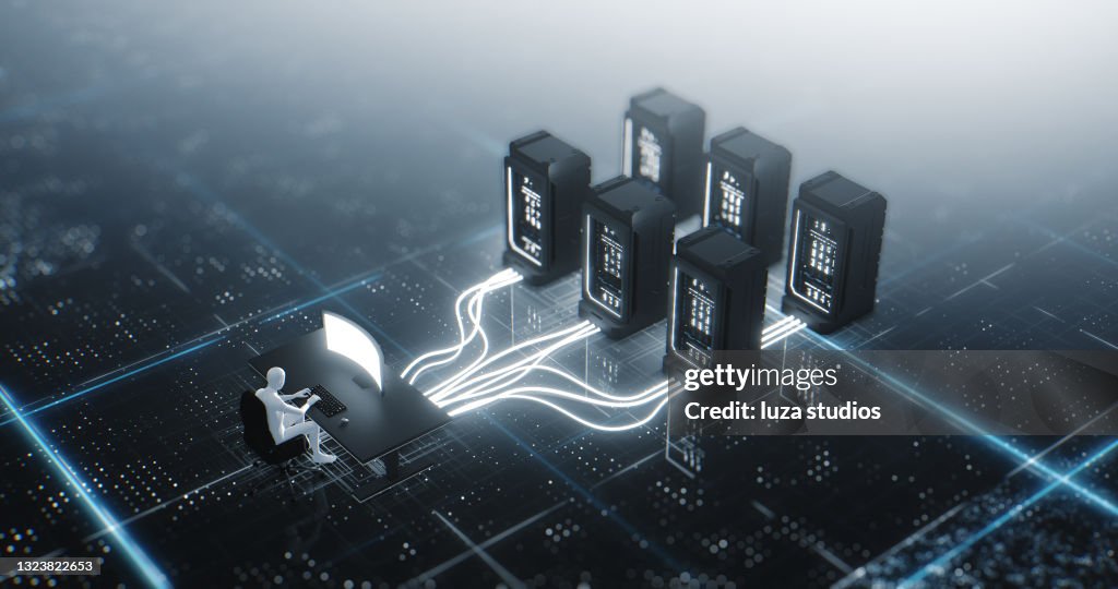 Work desk connected to network servers
