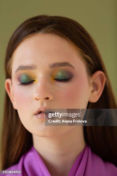 beautiful young woman with make-up - make up looks stock pictures, royalty-free photos & images