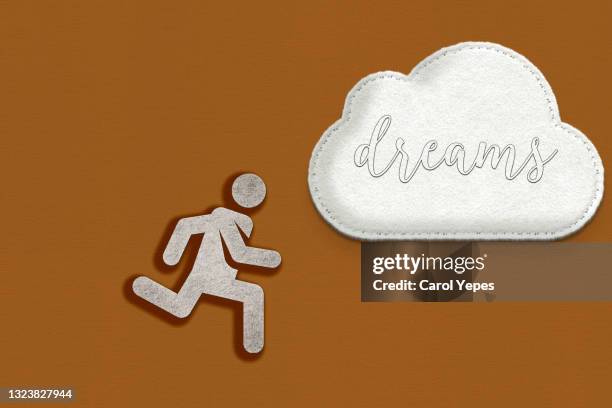 running to your dreams/ goals conceptual image on felt - needs improvement stock pictures, royalty-free photos & images