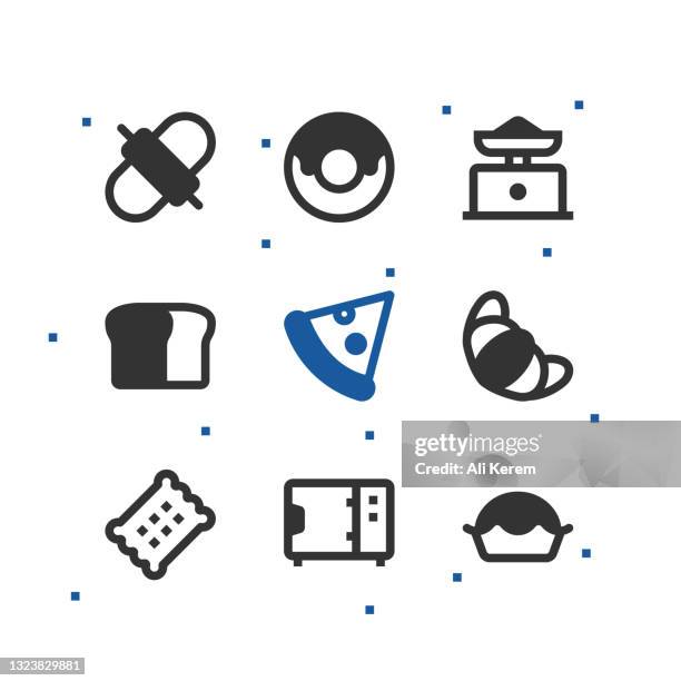 bakery icon set - breakfast biscuits stock illustrations