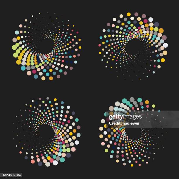stockillustraties, clipart, cartoons en iconen met colorful half tone polka dots swirl pattern icon collection for design - macrovector