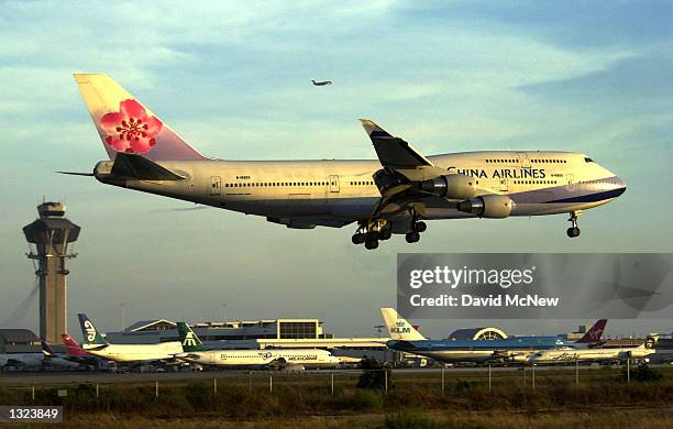 China Airlines jet lands June 21, 2001 at Los Angeles International Airport. The airport had the highest number of near-collisions among the...