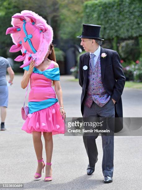Racegoers attend Royal Ascot 2021 at Ascot Racecourse on June 16, 2021 in Ascot, England.