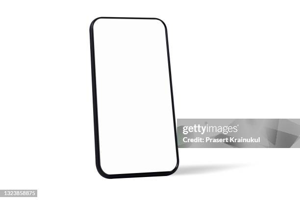 smartphone mockup blank white screen isolated on white background - smart phone template stock pictures, royalty-free photos & images