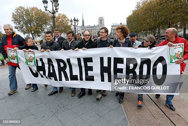 Charlie Hebdo culumnist Patrick Pelloux , Charlie Hebdo cartoonist Luz , Charlie Hebdo editor-in-chief Gerard Biard , Charlie Hebdo publisher and...