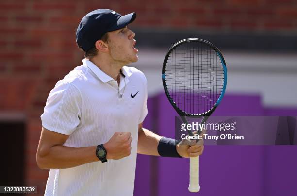 Jack Draper of Great Britain reacts to winning the 1st set during his Round of 16 match against Alexander Bublik of Kazakhstani during Day 3 of The...