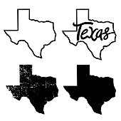 Texas map Vector illustration of Texas maps black background silhouette with text isolated on white for design. Texas sign symbol.