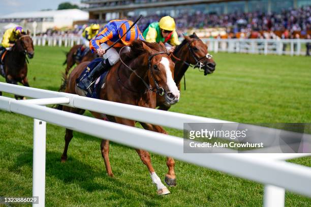 Ryan Moore riding Love win The Prince Of Wales's Stakes on Day Two of the Royal Ascot Meeting at Ascot Racecourse on June 16, 2021 in Ascot, England....