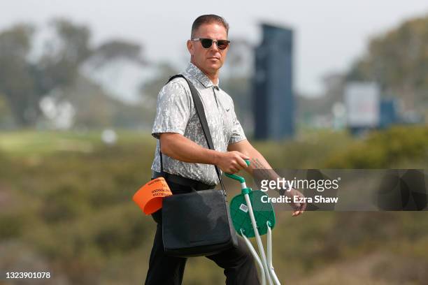 Sean Foley, golf instructor, walks the course during a practice round prior to the start of the 2021 U.S. Open at Torrey Pines Golf Course on June...