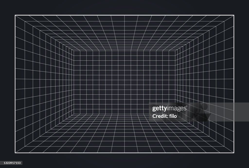 深さグリッドボックス3Dバーチャルリアリティ空間の背景