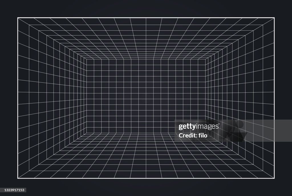 Depth Grid Box 3D Virtual Reality Space Background
