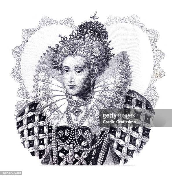 porträt von königin elisabeth i. von england - elizabeth i of england stock-grafiken, -clipart, -cartoons und -symbole