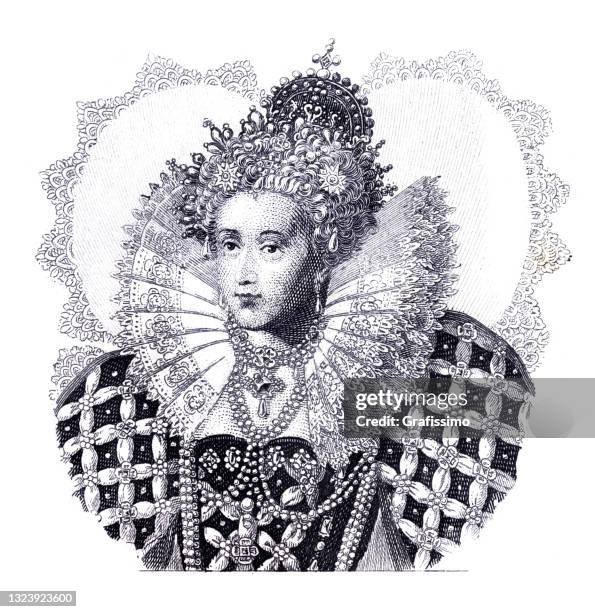 queen elizabeth i of england portrait - queen elizabeth stock illustrations