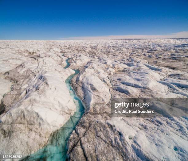 aerial view of greenland ice sheet, kangerlussuaq, greenland - ice sheet stock pictures, royalty-free photos & images