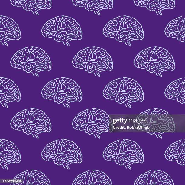 doodle brains seamless pattern - bipolar disorder stock illustrations