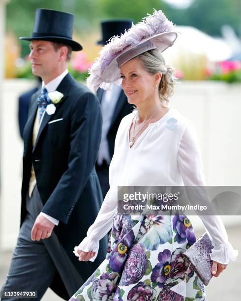Prince Edward, Earl of Wessex and Sophie Rhys-Jones - Countess of Wessex attend day 2 of Royal Ascot at Ascot Racecourse on June 16, 2021 in Ascot,...
