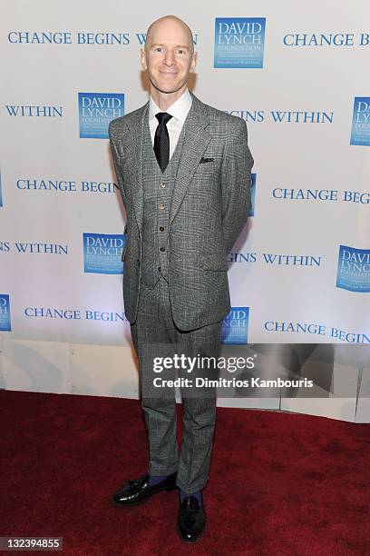Yoga instructor Eddie Stern attends the 2nd Annual "Change Begins Within" benefit celebration presented by the David Lynch Foundation at The...