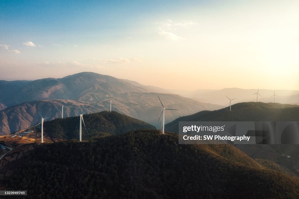 Windfarm on the mountain in Sichuan Province, China