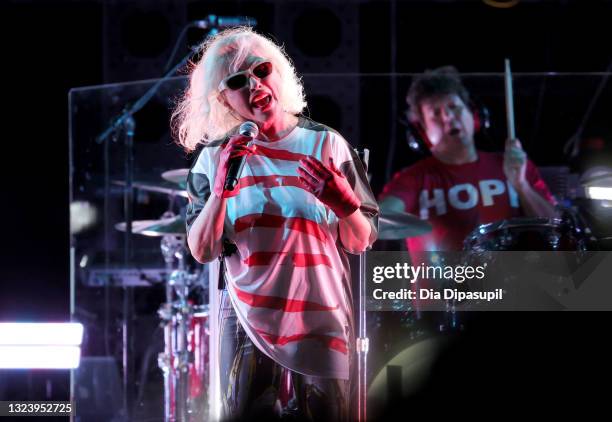 Debbie Harry and Clem Burke perform onstage at the "Blondie: Vivir En La Habana" premiere during the 2021 Tribeca Festival at Battery Park on June...