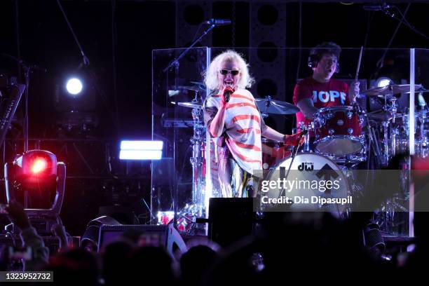 Debbie Harry and Clem Burke perform onstage at the "Blondie: Vivir En La Habana" premiere during the 2021 Tribeca Festival at Battery Park on June...
