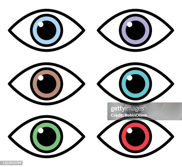 six eye icons - blue iris stock illustrations