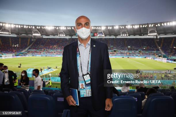 Esteban Cambiasso attends the UEFA Euro 2020 Championship Group A match between Italy and Switzerland at Olimpico Stadium on June 16, 2021 in Rome,...