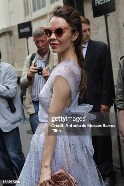 Ulyana Sergeenko arrives for the Azzedine Alaia Haute Couture Fall/Winter 2011/2012 show as part of Paris Fashion Week on July 7, 2011 in Paris,...