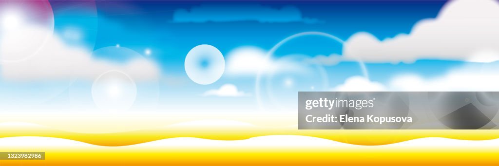 Fondo de verano de colores brillantes con efecto bokeh. Folleto creativo o cartel.