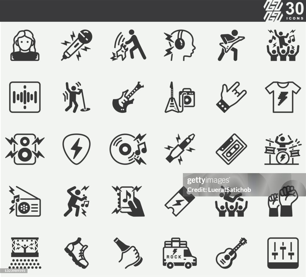 Rock and roll Music Concert Silhouette Icons