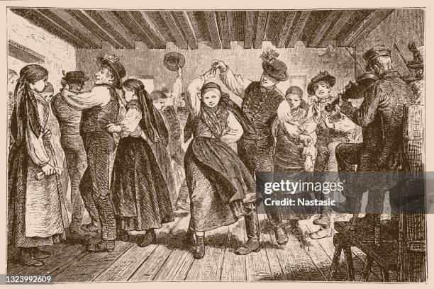 country dance - folk music stock illustrations