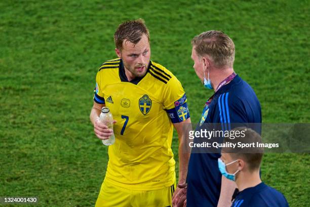Sebastian Larsson of Sweden looks on during the UEFA Euro 2020 Championship Group E match between Spain and Sweden at Stadium of La Cartuja on June...