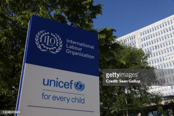 The headquarters of the International Labour Organization , which includes Geneva offices of UNICEF, stands on June 15, 2021 in Geneva, Switzerland....