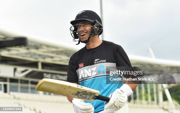 Ross Taylor of New Zealand makes his way to bat during a net session at The Ageas Bowl on June 17, 2021 in Southampton, England.