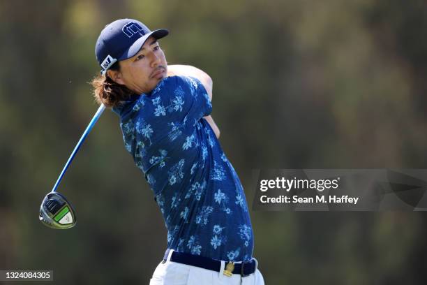 Ryo Ishikawa of Japan plays his shot from the 12th tee during the first round of the 2021 U.S. Open at Torrey Pines Golf Course on June 17, 2021 in...