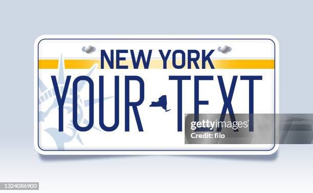 bildbanksillustrationer, clip art samt tecknat material och ikoner med new york license plate - new york trip