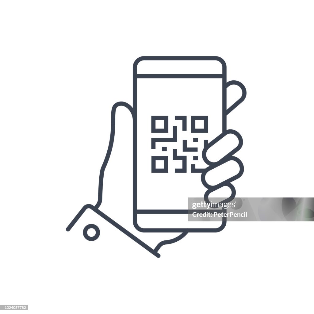 QR Code Smartphone in Hand Icon Abstract Vector. Bar code Vector Illustration