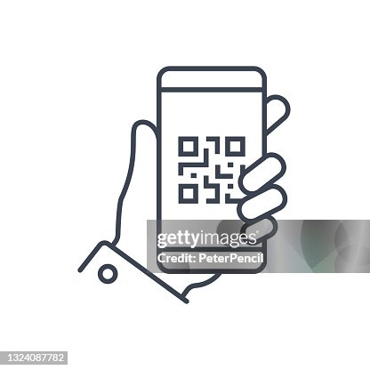 QR Code Smartphone in Hand Icon Abstract Vector. Bar code Vector Illustration QR Code Smartphone in Hand Icon Abstract Vector. Bar code Vector Illustration