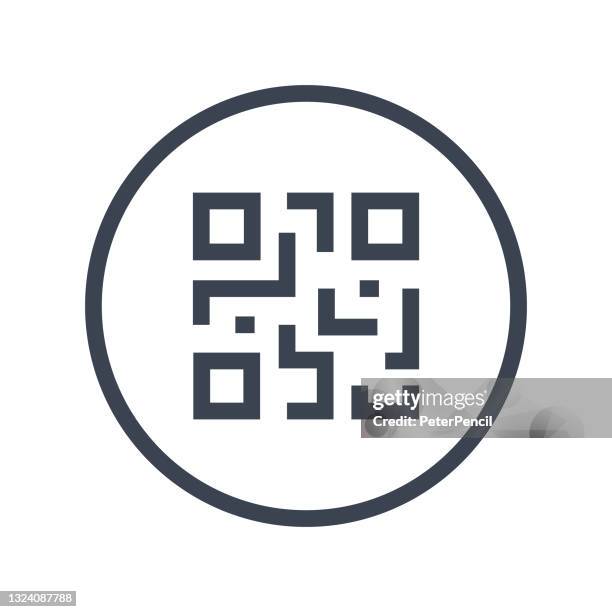 illustrazioni stock, clip art, cartoni animati e icone di tendenza di qr code round icon abstract vector. illustrazione vettoriale codice a barre - qr code