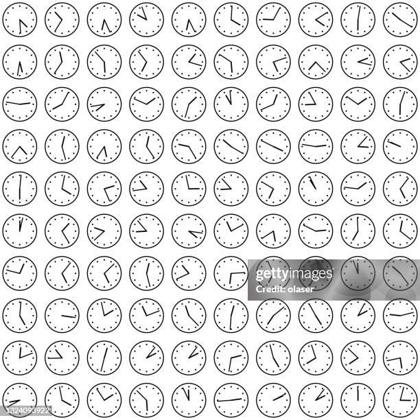 Random Time Vector Clocks In Matrix Pattern Showing Random Time High-Res Vector Graphic ...