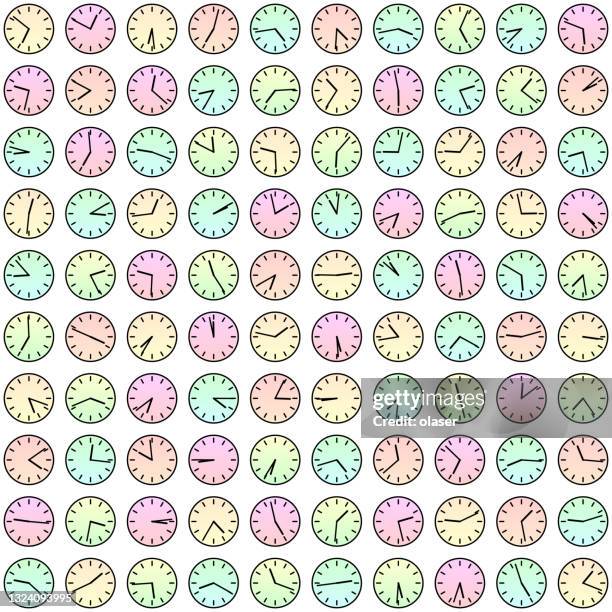 Colorful Clock Pattern 273 Colorful Clock White Background High Res Illustrations - Getty Images